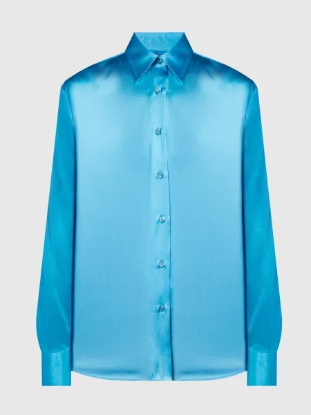 Блуза з шовку Ermanno Scervino блакитна