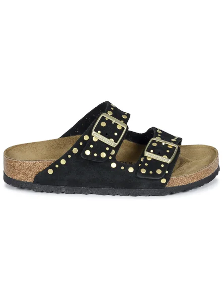 Birkenstock papucs velúrból Arizona Rivet fekete
