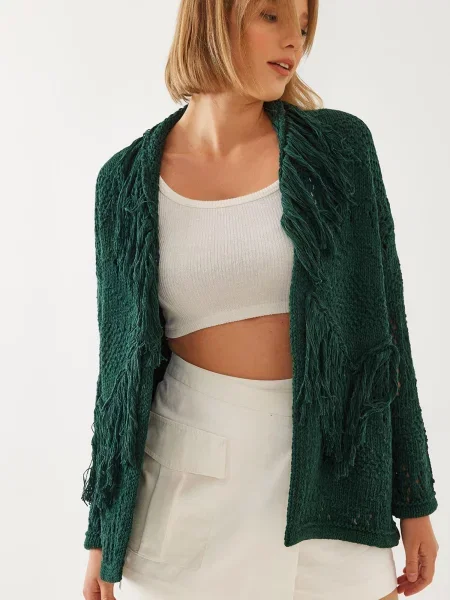 Bianco Lucci Geacă tricotată smarald verde