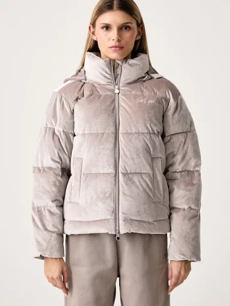 Emporio Armani kurtka pikowana welurowa brązowa
