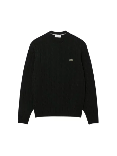 Sweter w kroju regular fit z czystej wełny Lacoste czarny