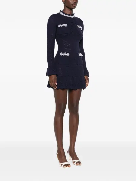 Rochie mini Self-portrait tricotate albastru