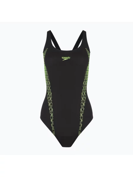 Дамски цял бански костюм Speedo Panel Muscleback black/green черно