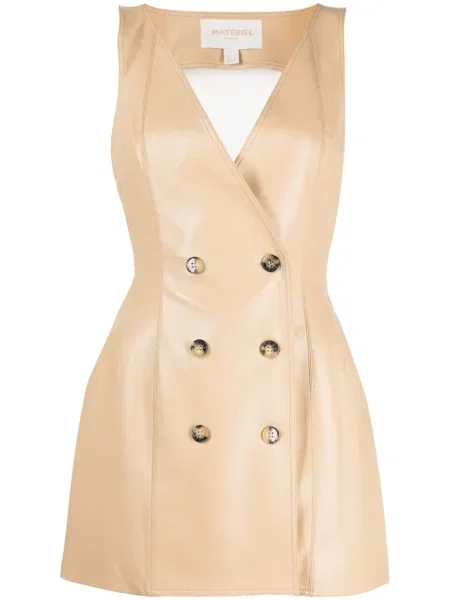 Sukienka mini Materiel skórzana z odkrytymi plecami garniturowa