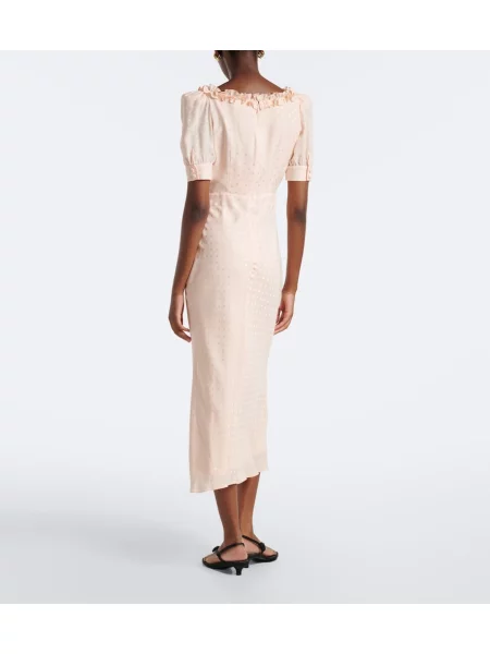 Rochie midi Alessandra Rich cu funde de mătase roz