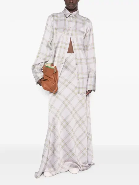 Fusta maxi Marques'almeida în carouri violet