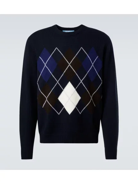 Pulover Arch4 din cașmir cu model argyle albastru