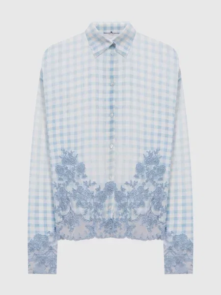 Шелковая клетчатая блузка Ermanno Scervino белая