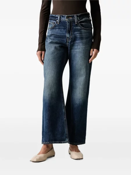 Pantaloni scurți din denim Levi's® din dantelă zdrențuiți cu talie înaltă albastru