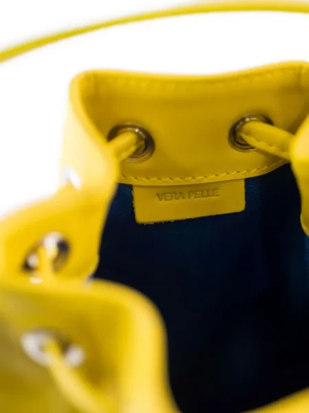 Geantă bucket La Rose din piele galben