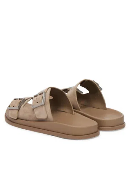 Papucs Calvin Klein City Sandal Buckle Suede bézs