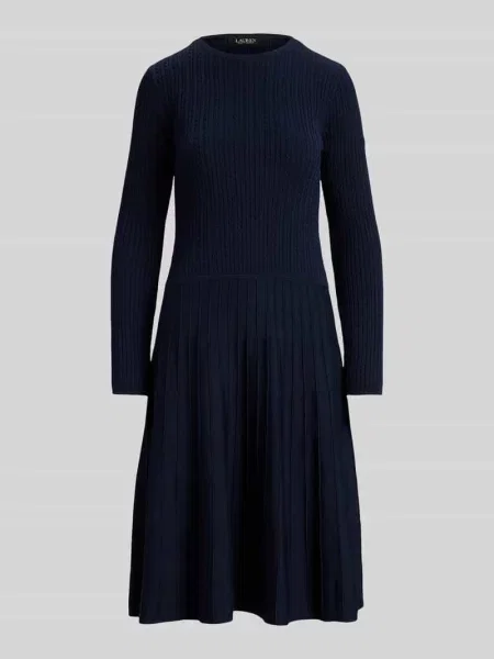 Sukienka z dzianiny z plisowanym dołem spódnicy Lauren Ralph Lauren granatowa