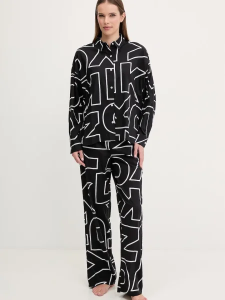 DKNY piżama dwuczęściowa czarna
