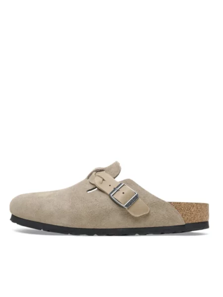Klapki Birkenstock plecione zamszowe brązowe