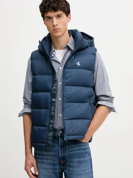 Пухен елек Calvin Klein Jeans тюркоазено зимен модел тъмносиньо