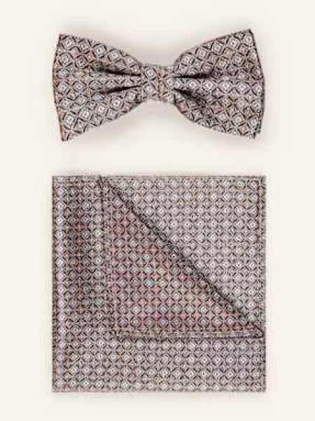 Prince Bowtie Sada: Motýlek A Kapesníček Do Náprsní hnědá modrá bílá