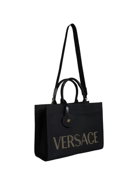 Geantă shopper Versace cu tepi negru