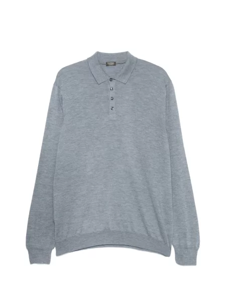 Lung tricou polo Gran Sasso gri