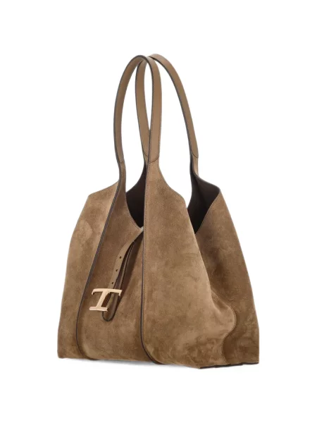 Geantă shopper Tod's din piele de căprioară maro