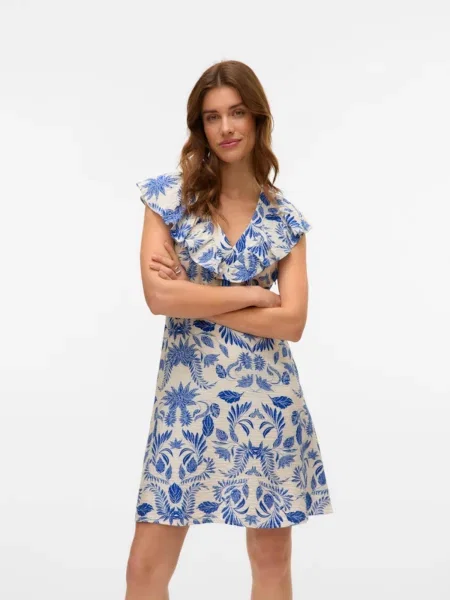 VERO MODA Rochie VMKAIA deschis / albastru cobalt bej