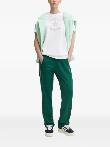Pantaloni palazzo Adidas cu dungi plisat cu imagine albastru
