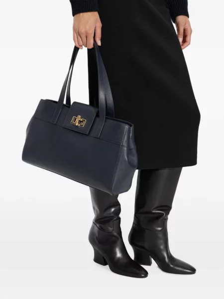 Δερμάτινη τσάντα Furla μπλε