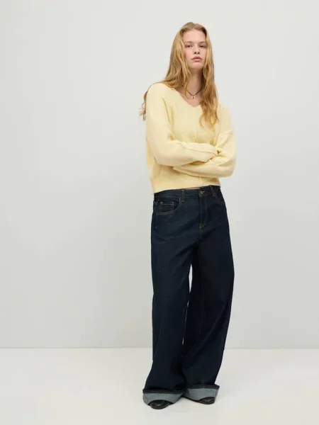 Sweter z przeszyciami Teen L MANGO TEEN żółty