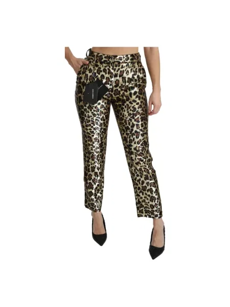 Wielobarwność spodnie Dolce And Gabbana z wysoką talią żółte