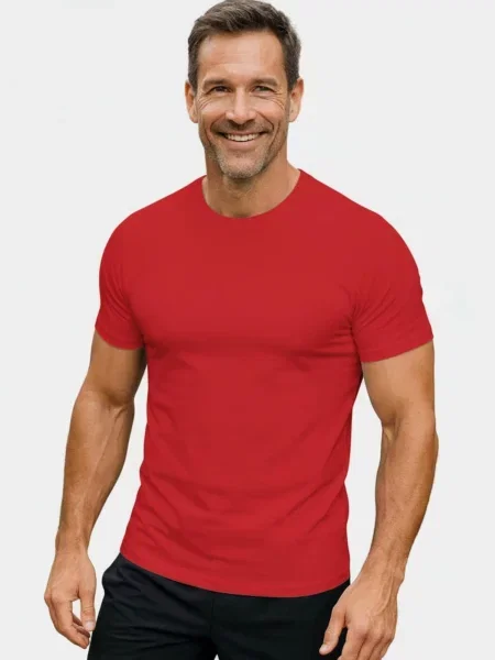 Line One Λειτουργικό μπλουζάκι Herren T-Shirt – T-Shape Rundhals Baumwolle' κόκκινο
