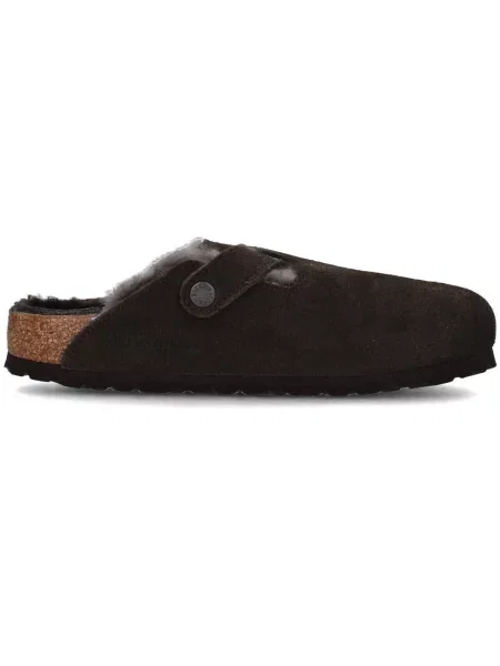 Pantofle Birkenstock s kožíškem hnědé