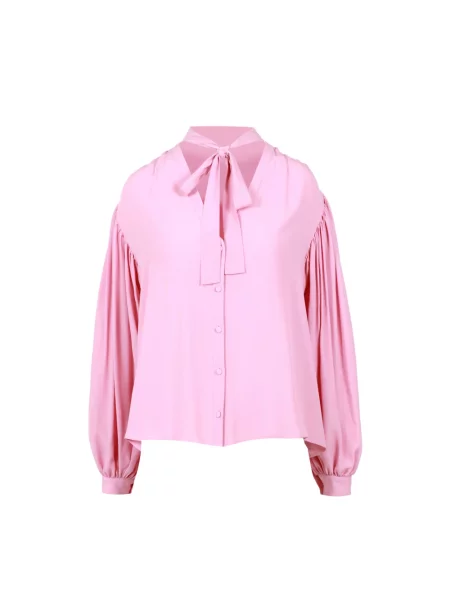 Bluzka Msgm z kokardką z dekoltem w serek różowa
