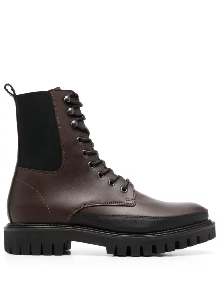 Botine Tommy Hilfiger cu șireturi din dantelă chunky maro