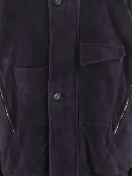 Geacă Giorgio Armani din piele de căprioară violet
