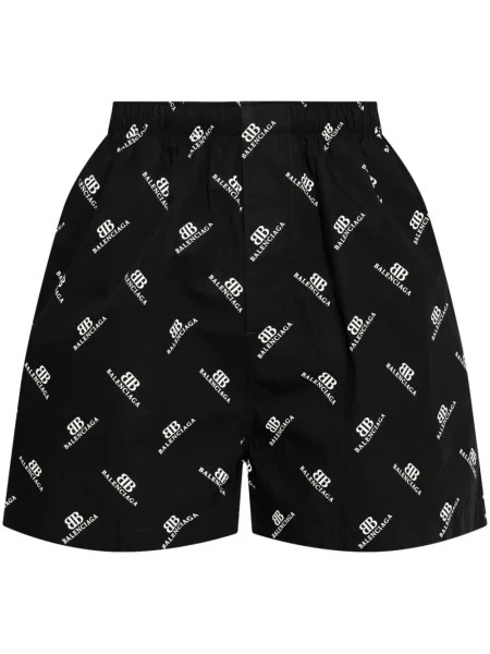 Poplínové kraťasy Balenciaga s potiskem černé