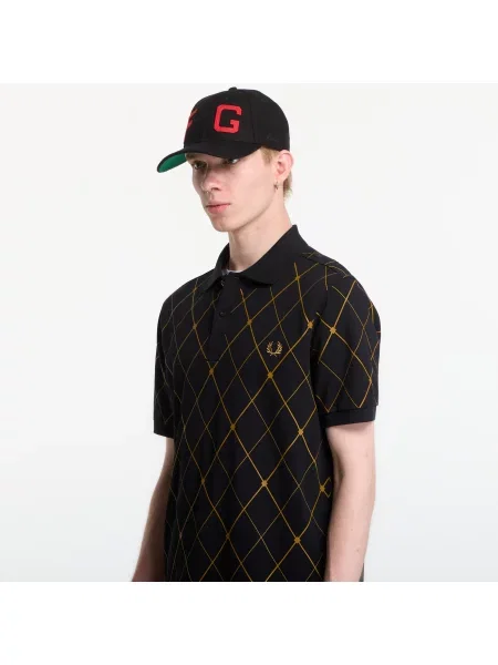 Cămașă Fred Perry cu imagine cu model argyle negru
