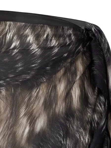 Fular Roberto Cavalli cu imagine cu blană negru