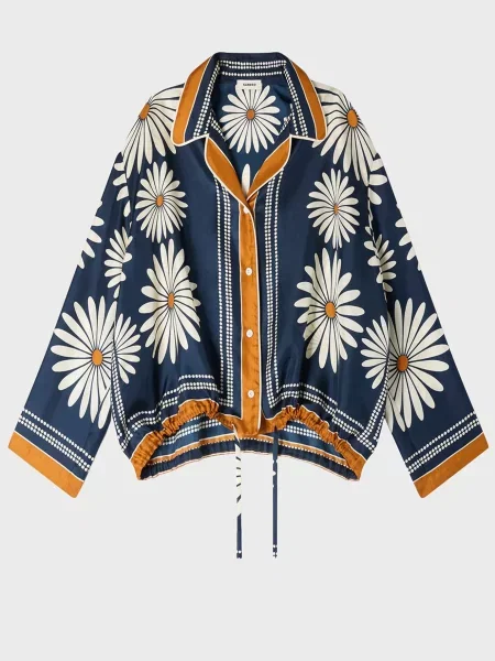 Шовкова блуза Sandro синя