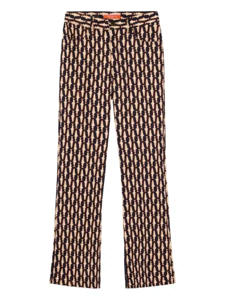 Jeansy dzwony La Doublej z nadrukiem dzwony niebieskie