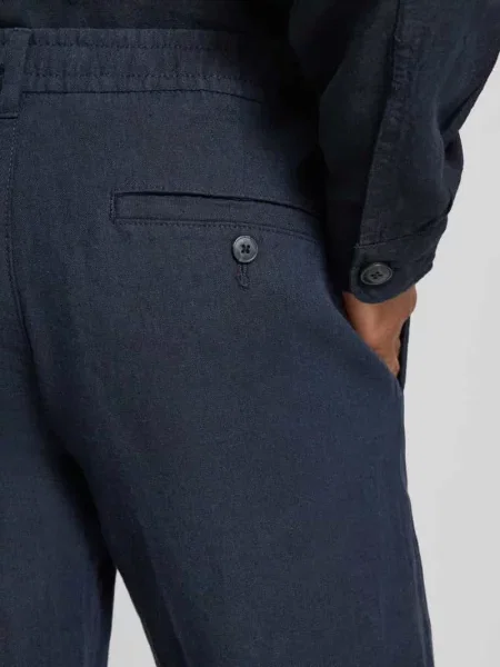 Spodnie lniane o kroju regular fit w kant model ‘LEROY’ Selected Homme granatowe
