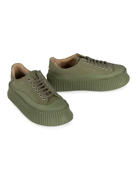 Sneakersy Jil Sander skórzane na platformie zielone