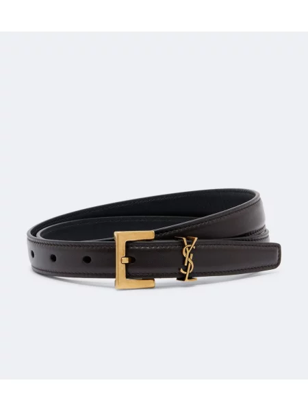 Cu centură curea Saint Laurent din piele maro