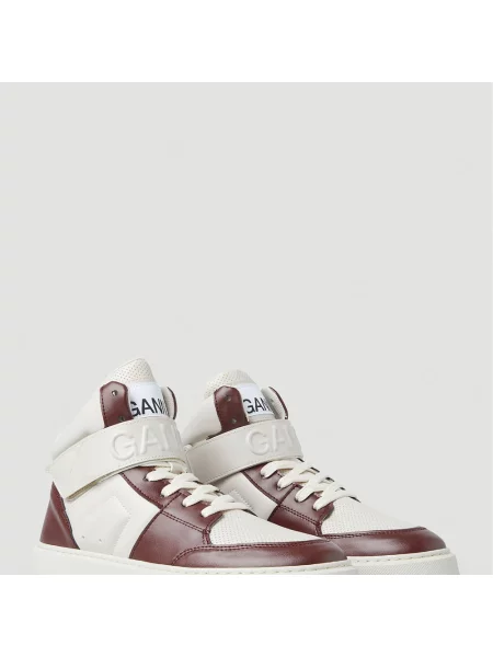 Sneakersy Ganni skórzane brązowe