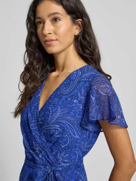 Sukienka do kolan z dekoltem w serek Model WANDELLA' Lauren Ralph Lauren niebieska