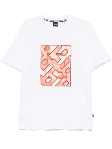 Tricou Boss cu imagine alb