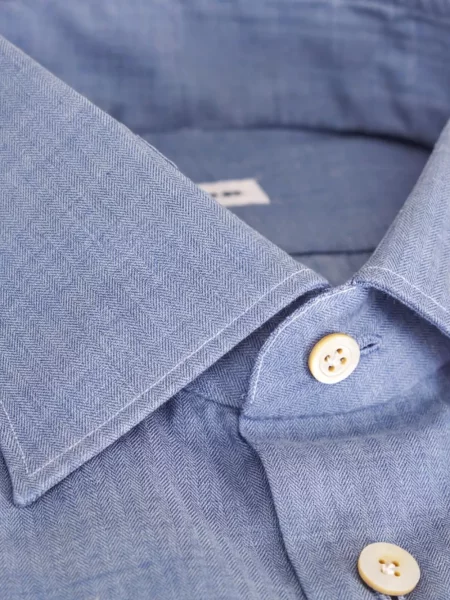 Cămașă Kiton cu model herringbone albastru