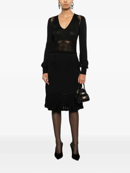 Rochie Roberto Cavalli cu volane din dantelă negru