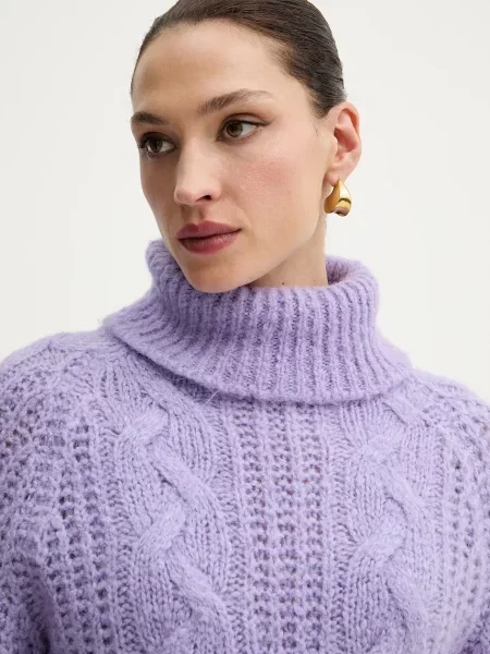 Светр з додаванням вовни альпаки Morgan гольф MPALMA фіолетовий