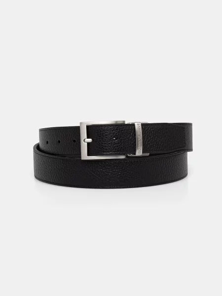 Etui za kartice in usnjen pas Emporio Armani črna