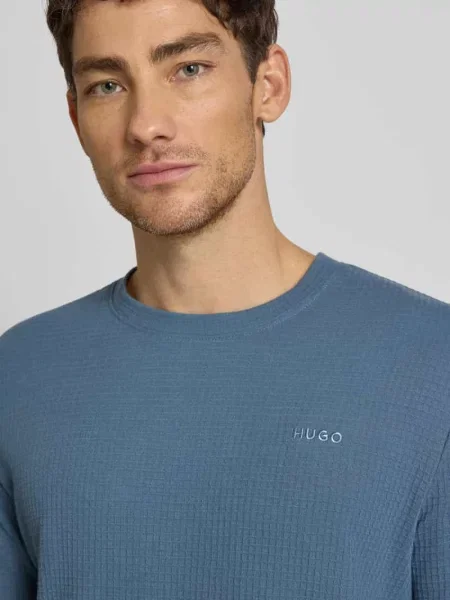 Góra od piżamy o kroju regular fit z mieszanki bawełny model ‘AUSTIN’ Hugo niebieska
