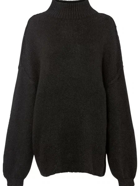 Sweter z grubej dzianiny z wysoką stójką czarny